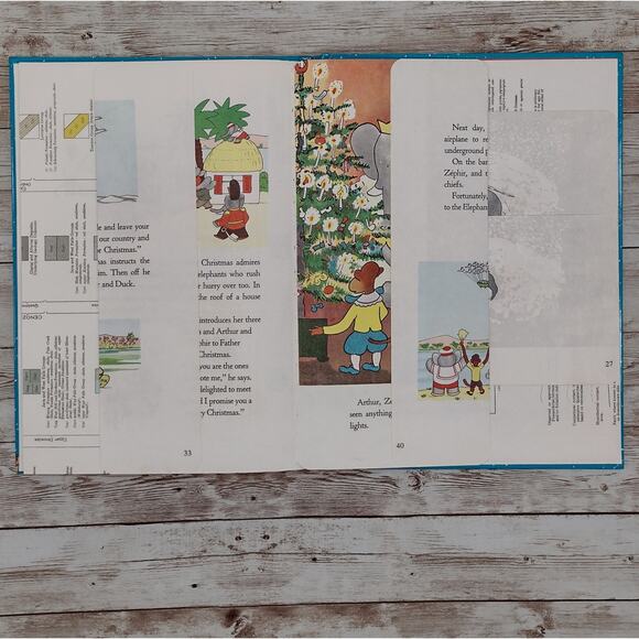 Babar and Father Christmas Altered Book Journal, Recycled Diary - Picture 6 of 16